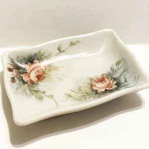 VintageRing Trinket Dish Porcelain  Hand-Painted Floral Pattern